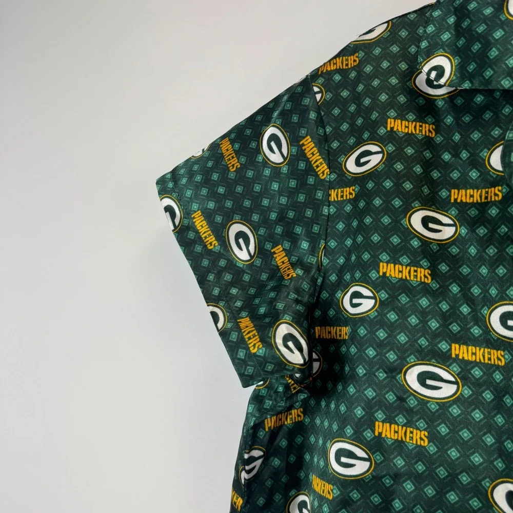 NFL Green Bay‎ Packers Womens M Satin Nightshirt Button Front Sleep Shirt NWT